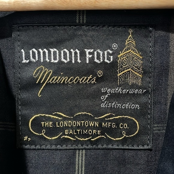 London Fog Navy Blue Trench Coat Men's Size 42 Long Overcoat Rothschild's - Picture 5 of 15